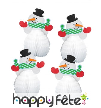 4 Mini Bonhomme de neige centre de table, 15cm