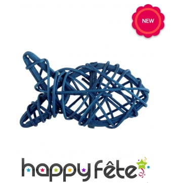 4 pièces en rotin en forme de poisson bleu, 7cm