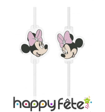 4 Pailles Minnie en plastique