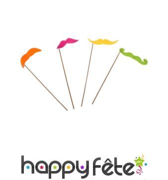 4 photobooth Moustaches fluos