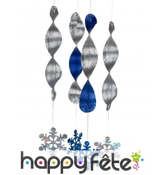 4 Suspensions flocons de neige spirales, 46cm