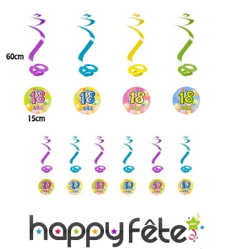 4 Suspensions spirales d'Anniversaire