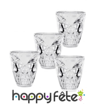 4 shots transparents en forme de crâne, 50ml