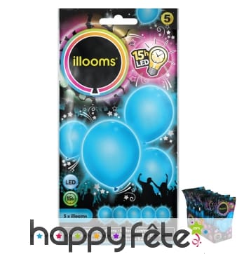 5 ballons bleus lumineux