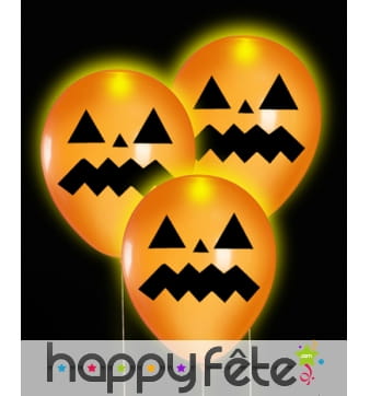 5 ballons citrouille lumineux