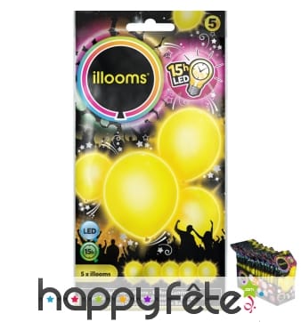 5 ballons jaunes lumineux