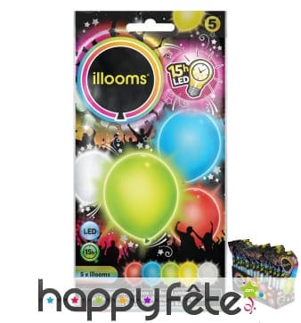 5 ballons lumineux multicolores