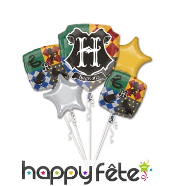 5 Ballons maison Poudlard en alu