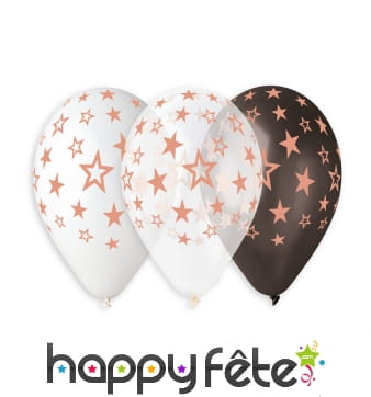 5 Ballons métallisés motif étoiles, 30cm