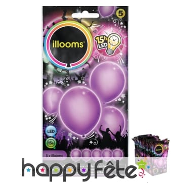 5 ballons violets lumineux
