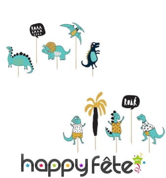 5 décorations pour gâteau dinosaures de 20 cm