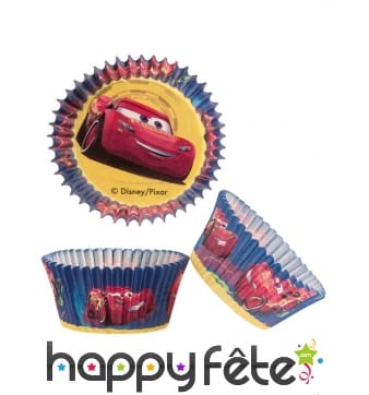 50 Moules bleu et jaune à cupcake Cars, 5 x 3 cm