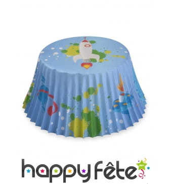 50 Moules fusée en papier pour cupcake, 7 cm