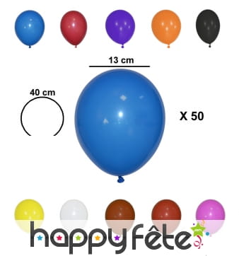 50 petits ballons de 13 cm de diamètre
