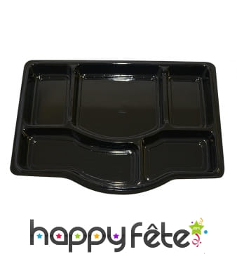 50 Plateaux repas noirs compartimentés