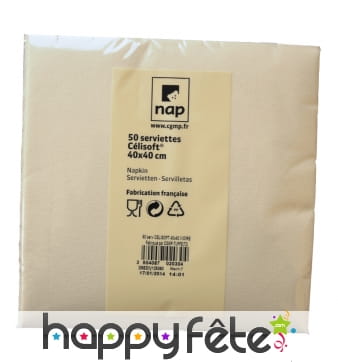 50 serviettes ivoire en celisoft de 40cm