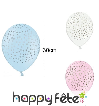 6 Ballons à pois de 30 cm en latex