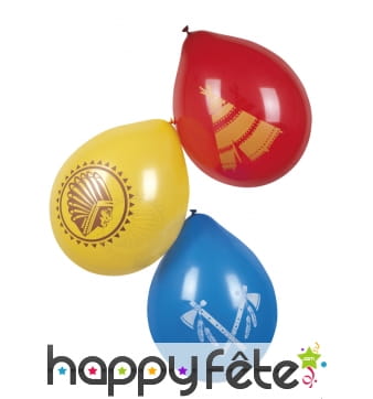 6 Ballons avec imprimé indien, 25cm