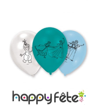 6 Ballons bleus La Reine des Neiges