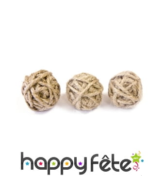 6 Boules de corde naturelle de 3cm