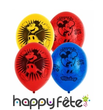 6 Ballons imprimé Mickey Mouse happy de 27,5 cm