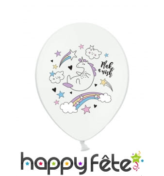 6 Ballons licorne make a wish de 30 cm