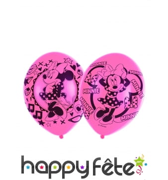 6 Ballons Minnie Mouse amoureuse roses de 27,5 cm