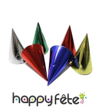 6 chapeaux cotillons pointus métallisés