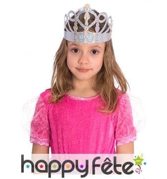 6 Couronnes en carton argenté fille 34,5cm