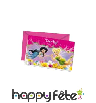 6 cartons invitation fée Clochette