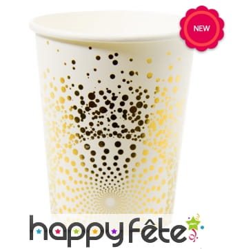 6 Gobelets blancs recouverts de pois dorés