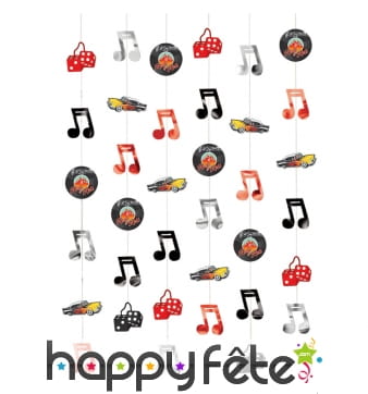 6 guirlandes décoratives rock'n roll de 2,1m
