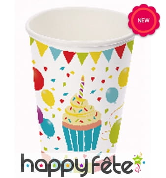 6 Gobelets en carton motifs festifs