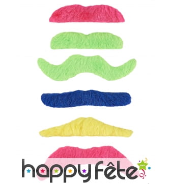 6 Moustaches fluos adhésives