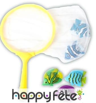 6 poissons de piscine et épuisette