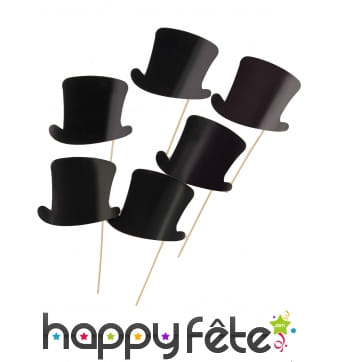 6 photobooth haut de forme noirs