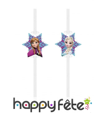6 Pailles La Reine des Neiges en plastique