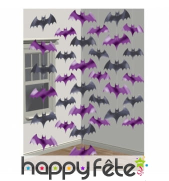 6 suspensions chauve-souris violettes de 210cm