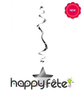 6 suspensions étoile argentée, 80cm