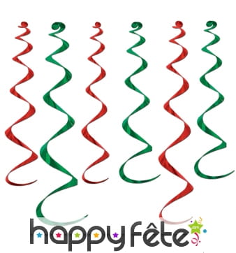 6 suspensions rouges et vertes de Noël