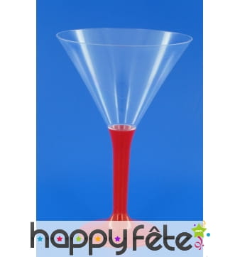 6 verres a cocktail pied rouge