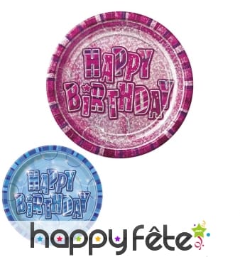 8 assiettes Happy Birthday de 23cm