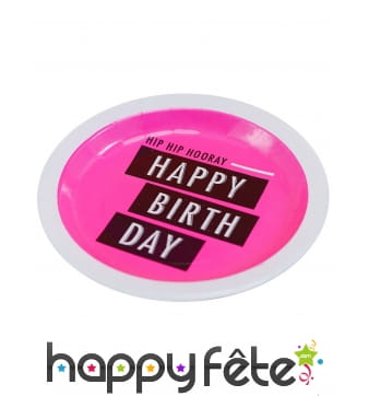 8 Assiettes happy birthday roses et noires, 23 cm