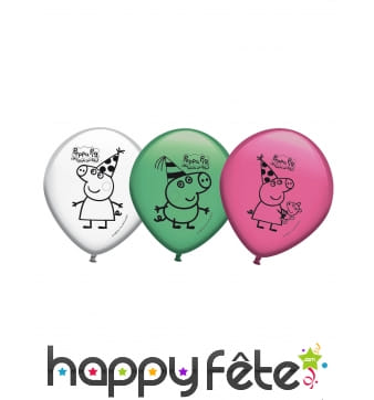 8 Ballons colorés imprimé Peppa Pig