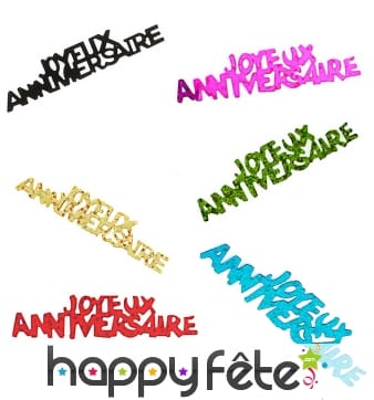 80 confettis Joyeux anniversaire de 5.5 x 1.3 cm