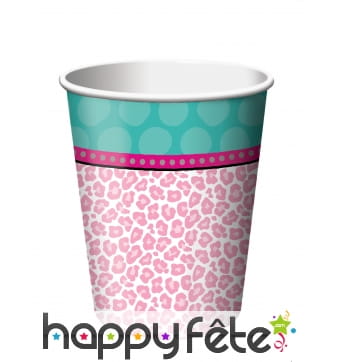 8 Gobelets mortifs léopard rose