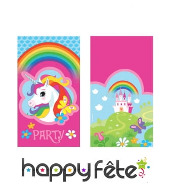 8 Invitations Licorne avec enveloppes