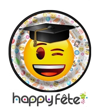 8 Petites Assiettes émoticone diplômé de 17cm