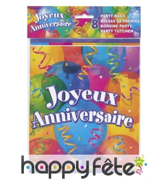 8 sacs cadeaux joyeux anniversaire