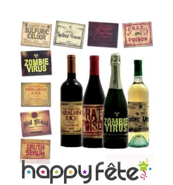 8 Stickers étiquette pour bouteille de Halloween